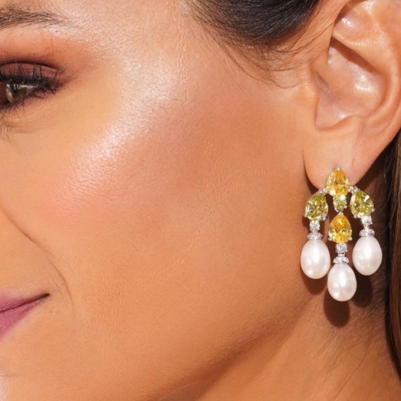 Citrine and pearl earrings