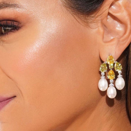Citrine and pearl earrings