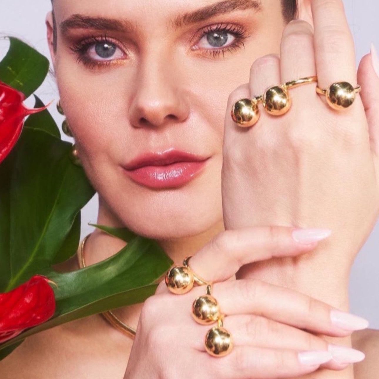Ball Gold-Plated Silver Ring